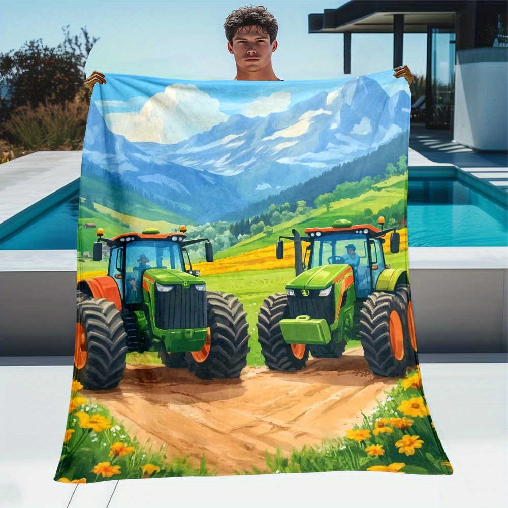 Tractor Farm Scene Fleece Blan - Agriculture Farming For Kids incelemesi ve fiyatı
