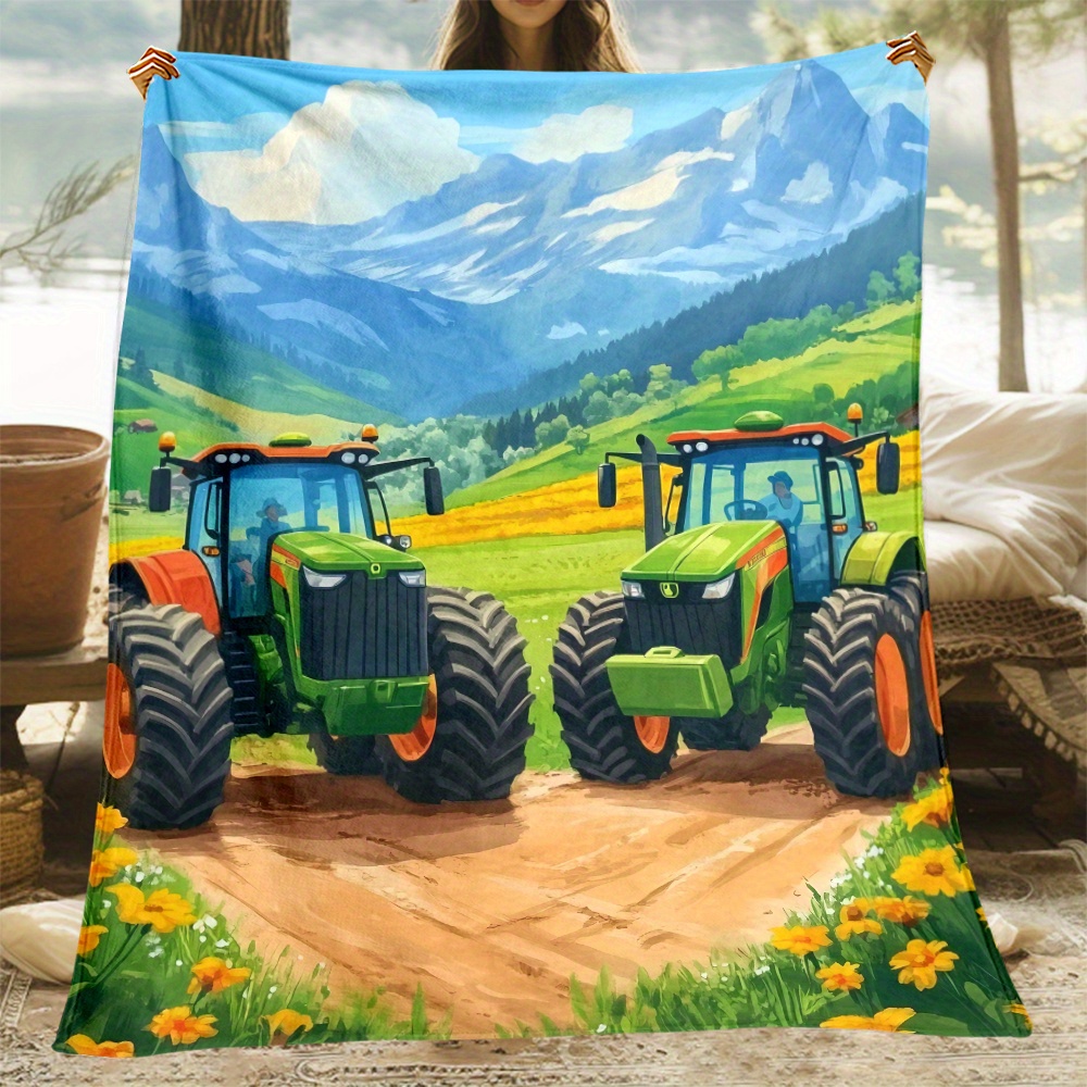 Tractor Farm Scene Fleece Blan - Agriculture Farming For Kids incelemesi ve fiyatı