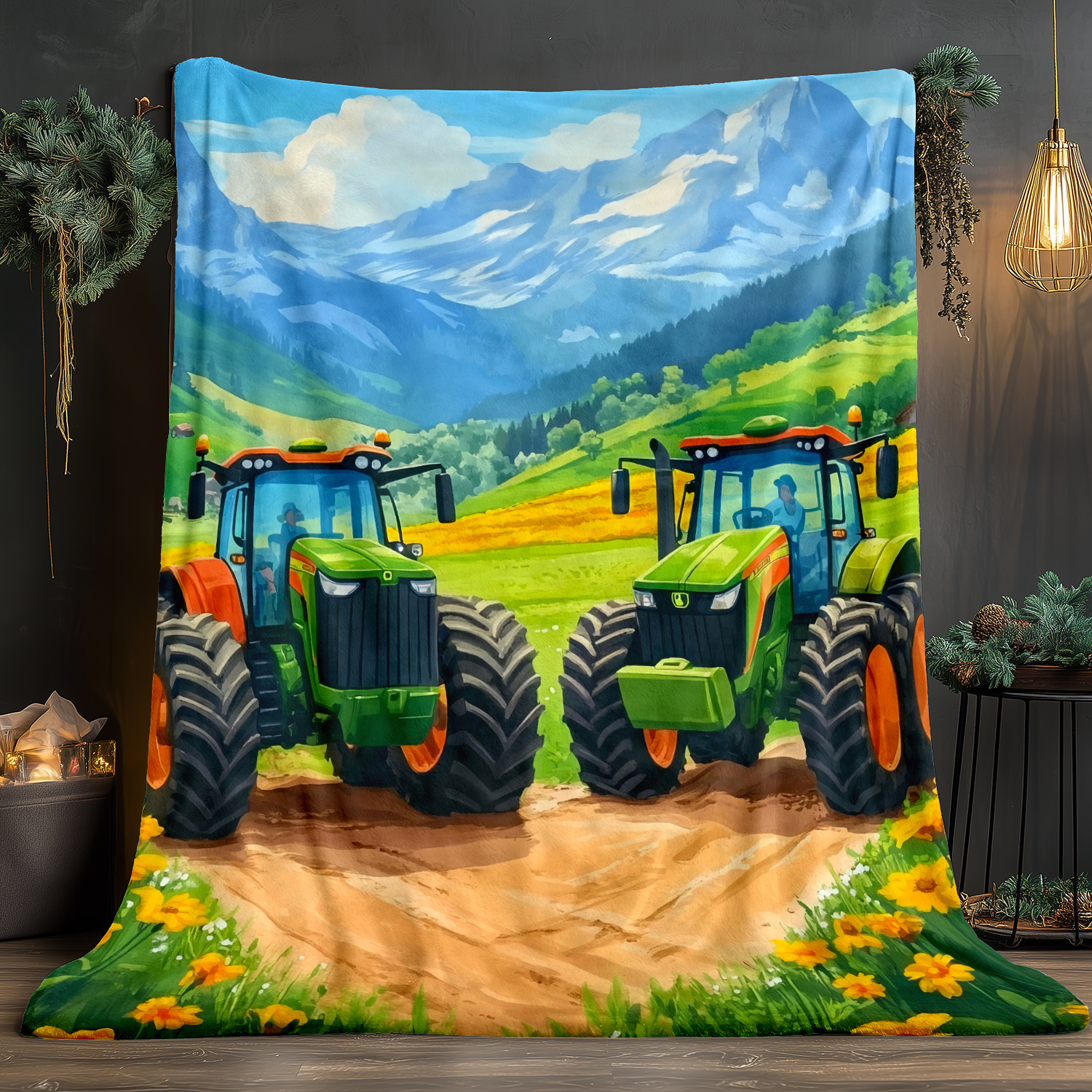 Tractor Farm Scene Fleece Blan - Agriculture Farming For Kids incelemesi ve fiyatı