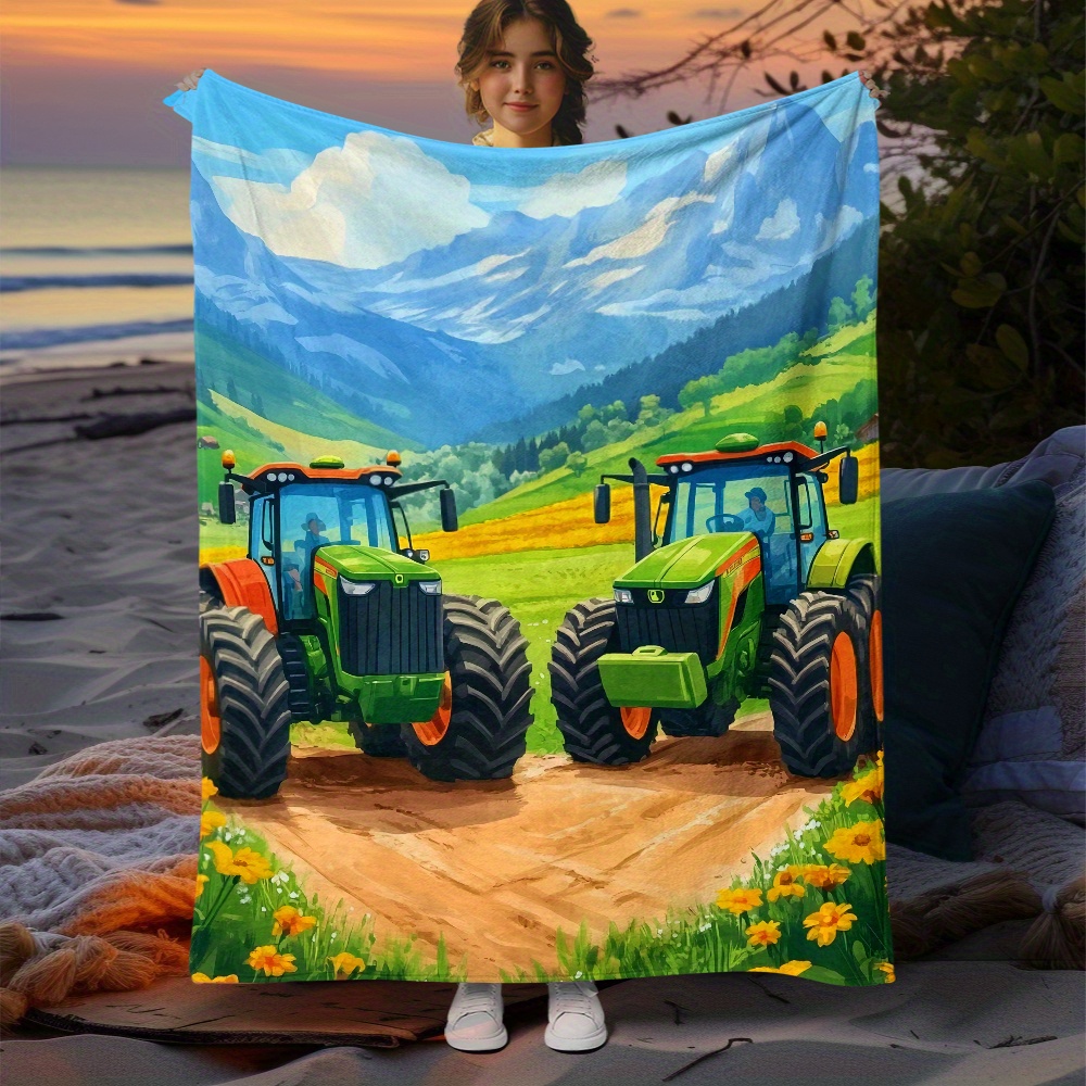 Tractor Farm Scene Fleece Blan - Agriculture Farming For Kids incelemesi ve fiyatı